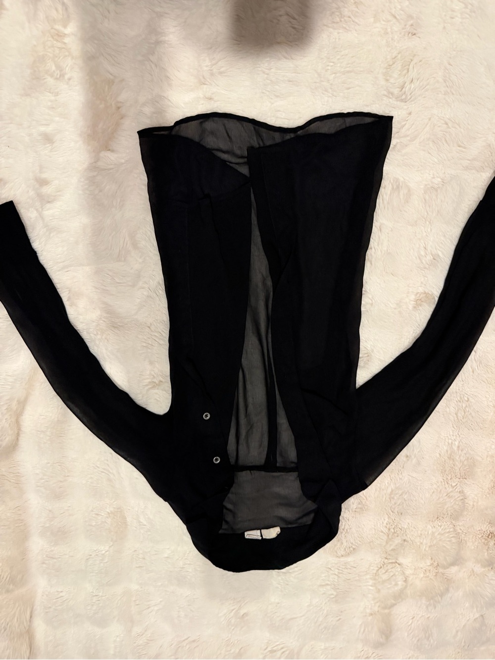 wild fable Black Sheer Long-Sleeve Bodysuit